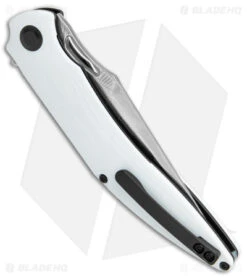 VDK Vesta Liner Lock Knife White G-10 (4" Damascus) -Knife Sale Shop VDK Vesta LL White G 10 Damascus BHQ 124340 jr side