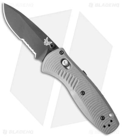 Benchmade Mini Barrage AXIS-Assist Knife Gray G-10 (2.91" Black Serr) 585SBK-2 3 Benchmade Mini Barrage AXIS-Assist Knife Gray G-10 (2.91" Black Serr) 585SBK-2