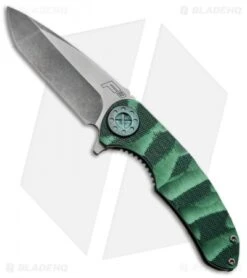 Curtiss Custom Knives F3 Knife Knurled Green Titanium Flipper (3.5" SW) M5