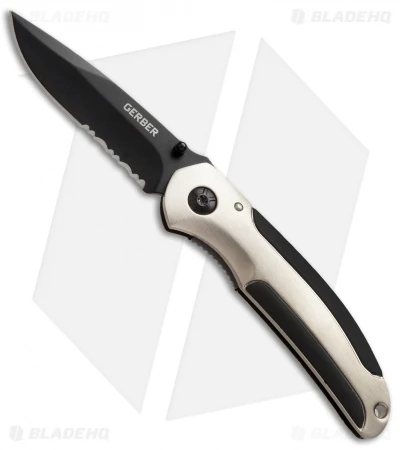 Gerber AR 3.00 Black Liner Lock Knife (2.94" Black Serr) 3 Gerber AR 3.00 Black Liner Lock Knife (2.94" Black Serr)