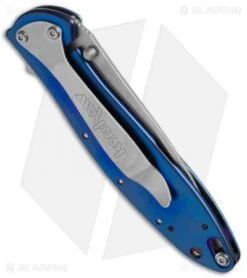 Kershaw Leek Assisted Opening Knife Blue (3" Stonewash) 1660SWBLUE -Knife Sale Shop kershaw leek blue stone wash 1660swblue side