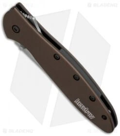 Kershaw Leek Assisted Opening Knife Brown (3" Stonewash) Elmax 1660SWBRN -Knife Sale Shop kershaw leek brown 1660sw brn side bottom cm