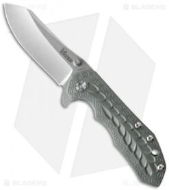 Kizer Folding Knife Green Titanium ( 3.5" Stonewash) Ki423
