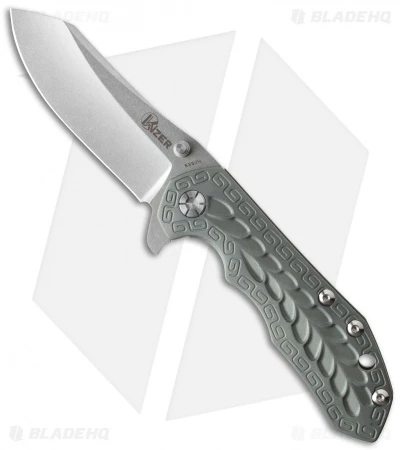 Kizer Folding Knife Green Titanium ( 3.5" Stonewash) Ki423 3 Kizer Folding Knife Green Titanium ( 3.5" Stonewash) Ki423