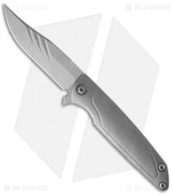 Sharp By Design Typhoon Flipper Clip Point Knife Knurled + Grooves (4" Gray)