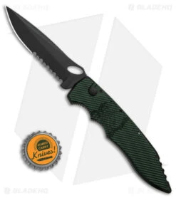 Piranha Mini Predator Tactical Automatic Knife Green (3.5" Black Serr) -Knife Sale Shop piranha Mini Predator Green Tactical Serrated Automatic Knife 3in Black BHQ 142361 td size