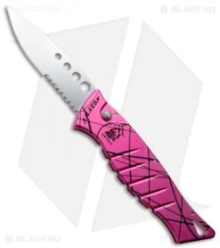 Piranha Amazon Automatic Knife Hot Pink (3.5" Mirror Serr)