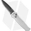 Piranha Bodyguard Automatic Knife Silver Tactical (3.3" Black Serr) -Knife Sale Shop piranha bodyguard silver tactical serr