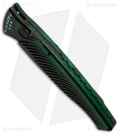 Piranha DNA Automatic Knife Green Marble Tactical (3.25" Black Serr) 4 Piranha DNA Automatic Knife Green Marble Tactical (3.25" Black Serr) - Image 2