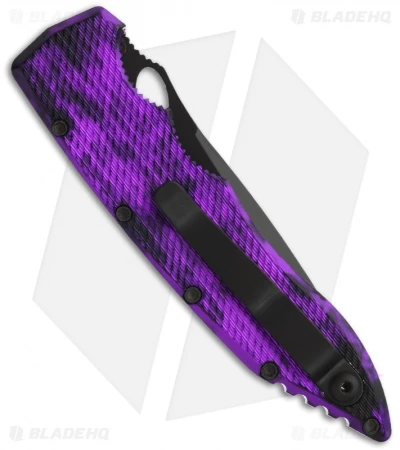 Piranha Mini Predator Plum Tactical Automatic Knife (3.5" Black Serr) 4 Piranha Mini Predator Plum Tactical Automatic Knife (3.5" Black Serr) - Image 2