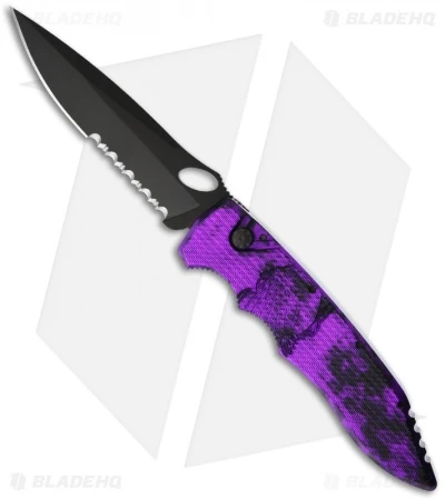 Piranha Mini Predator Plum Tactical Automatic Knife (3.5" Black Serr) 3 Piranha Mini Predator Plum Tactical Automatic Knife (3.5" Black Serr)