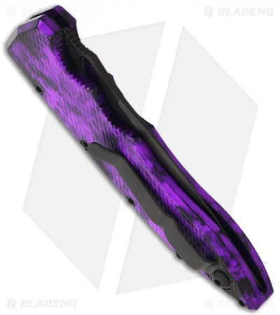 Piranha Mini Predator Plum Tactical Automatic Knife (3.5" Black Serr) 5 Piranha Mini Predator Plum Tactical Automatic Knife (3.5" Black Serr) - Image 3