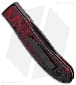 Piranha Toxin Automatic Knife Red (3.75" Black Serr) -Knife Sale Shop piranha toxin red tactical ser side cm