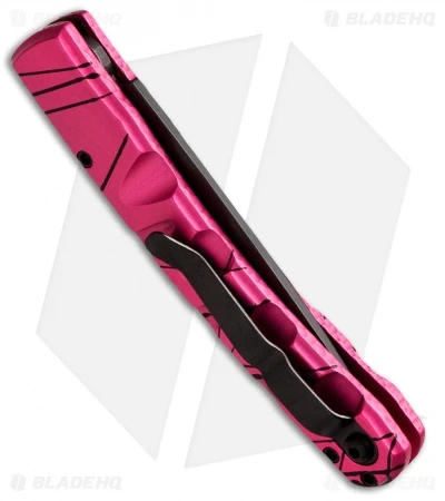 Piranha Virus Automatic Knife Pink Tactical (3.25" Black Serr) 4 Piranha Virus Automatic Knife Pink Tactical (3.25" Black Serr) - Image 2