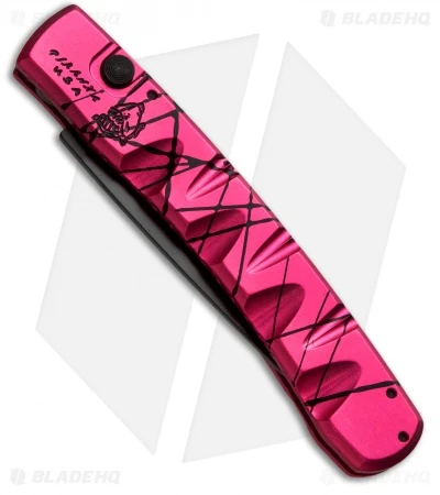 Piranha Virus Automatic Knife Pink Tactical (3.25" Black Serr) 5 Piranha Virus Automatic Knife Pink Tactical (3.25" Black Serr) - Image 3
