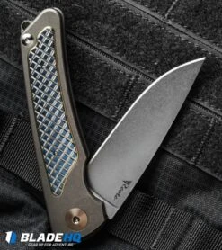 Reate Knives Wave Frame Lock Knife Titanium (3.375" Stonewash) 15 Reate Knives Wave Frame Lock Knife Titanium (3.375" Stonewash) -Knife Sale Shop reate wave blue yellow down cm