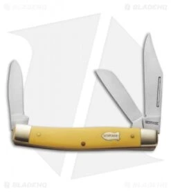 Old Timer Senior Three Blade Knife 3.75" Yellow Synthetic 8OTY