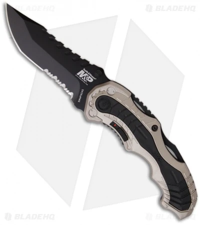 Smith & Wesson SWMP6CNS Champagne MAGIC Spring Assisted Knife (3.4" Black Serr) 3 Smith & Wesson SWMP6CNS Champagne MAGIC Spring Assisted Knife (3.4" Black Serr)