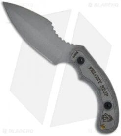 TOPS Knives Felony Stop Knife Double Edge Fixed Blade (3.5" Gray Plain) FELS-01
